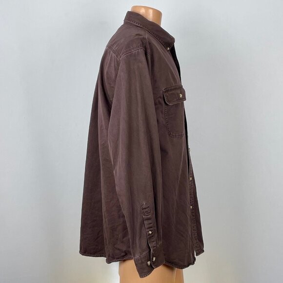 Carhartt Canvas Twill Work Shirt Sz XL Chocolate Brown Embroidered Duke Energy - Picture 3 of 6
